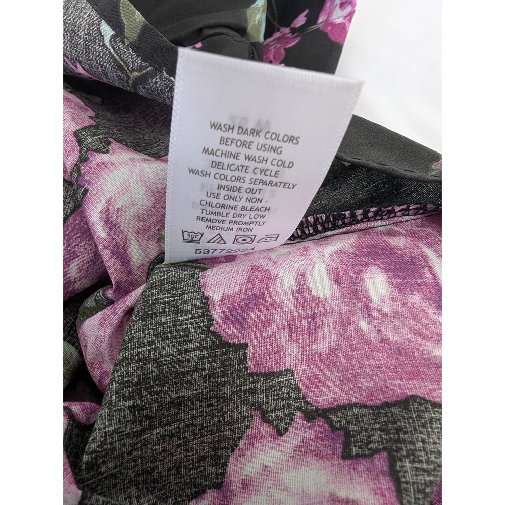 Roamans Womens Dark Floral Button Up Shirt Plus Size 26W Black Pink Long Sleeves - Picture 6 of 8